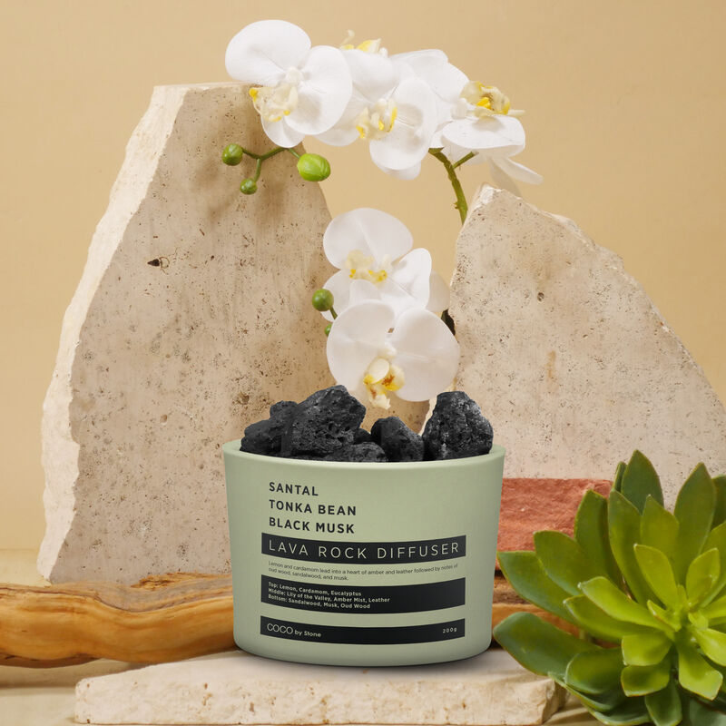 Lava Rock Diffuser - Santal, Tonka Bean, Black Musk