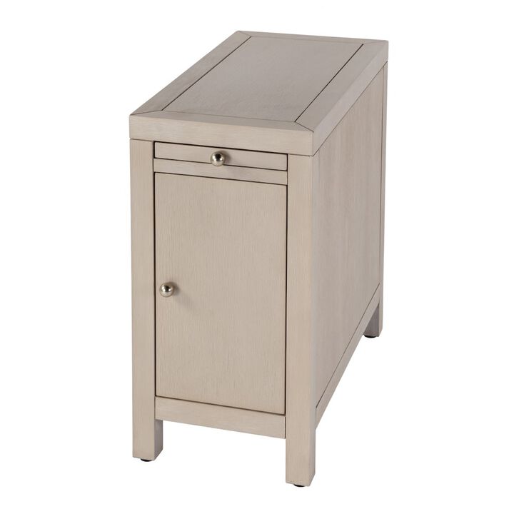 Butler Specialty Nora 12 in. W Rectangular Wood 1 Door Narrow End Table with Pull-Out Tray, Taupe