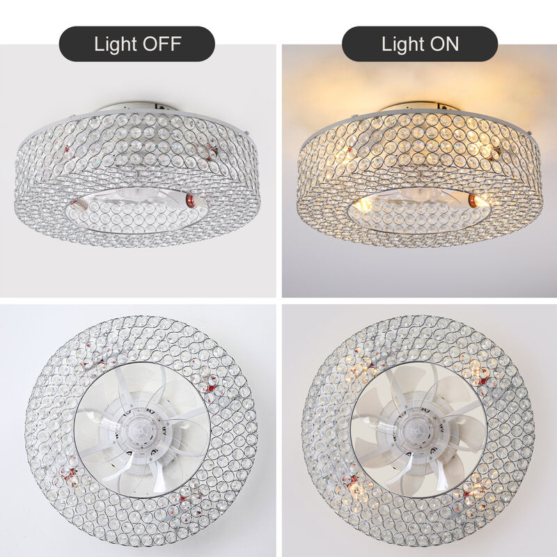 ELEMENT ACE Crystal Flush Mount Ceiling Fan with Remote Control and Light Kit image number 6