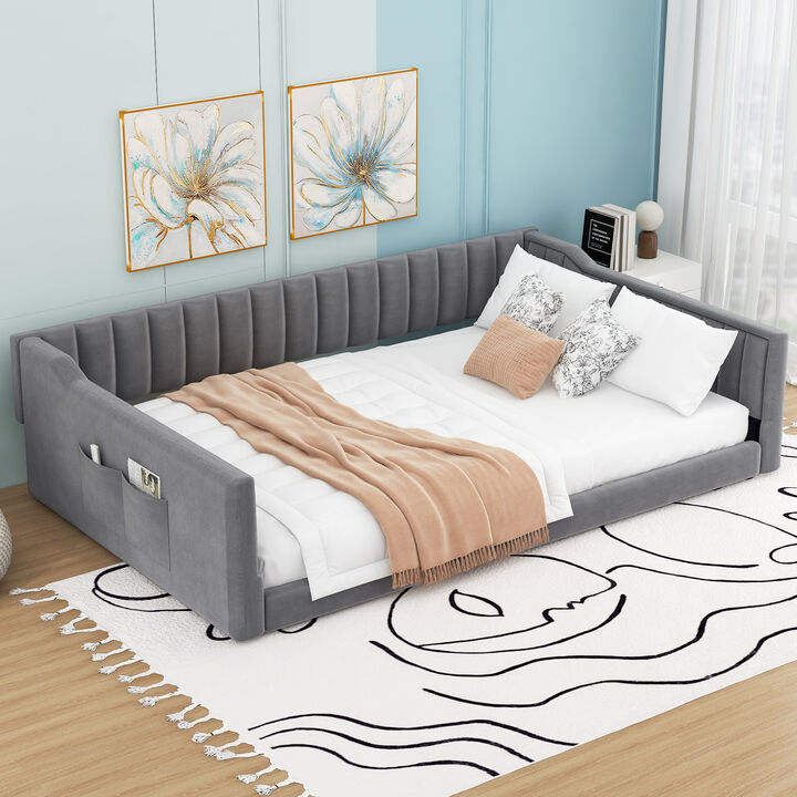 Merax Upholstery Daybed and Side Storage pocket