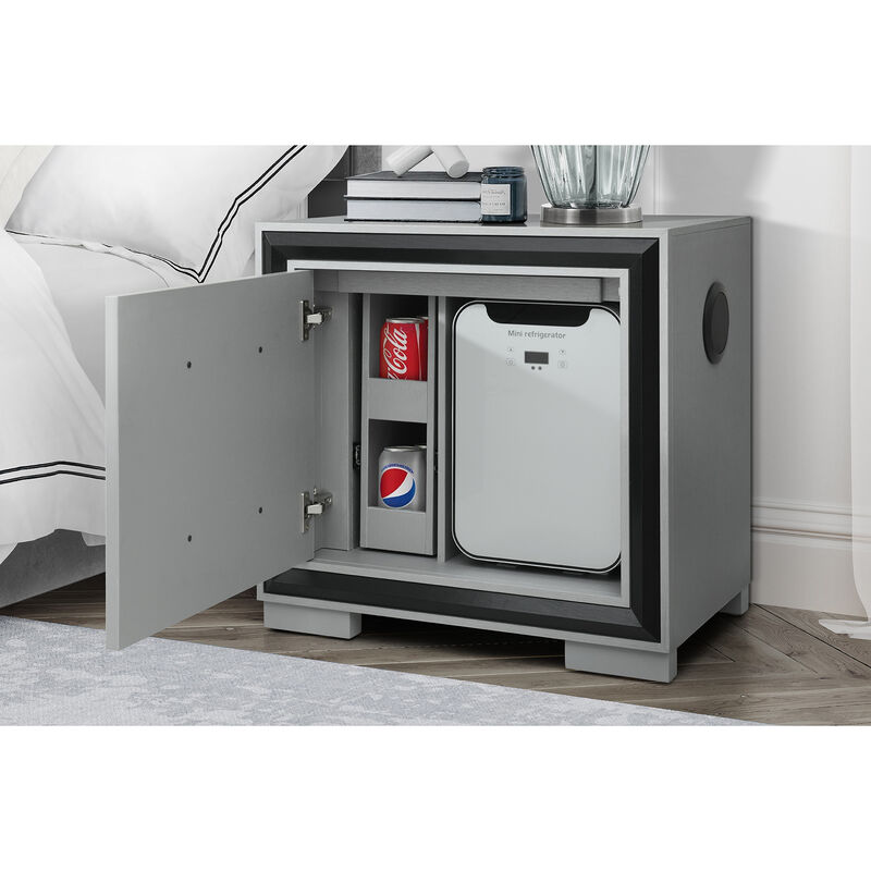 Amelia Grey Black Nightstand with Cooler and Speaker image number 3