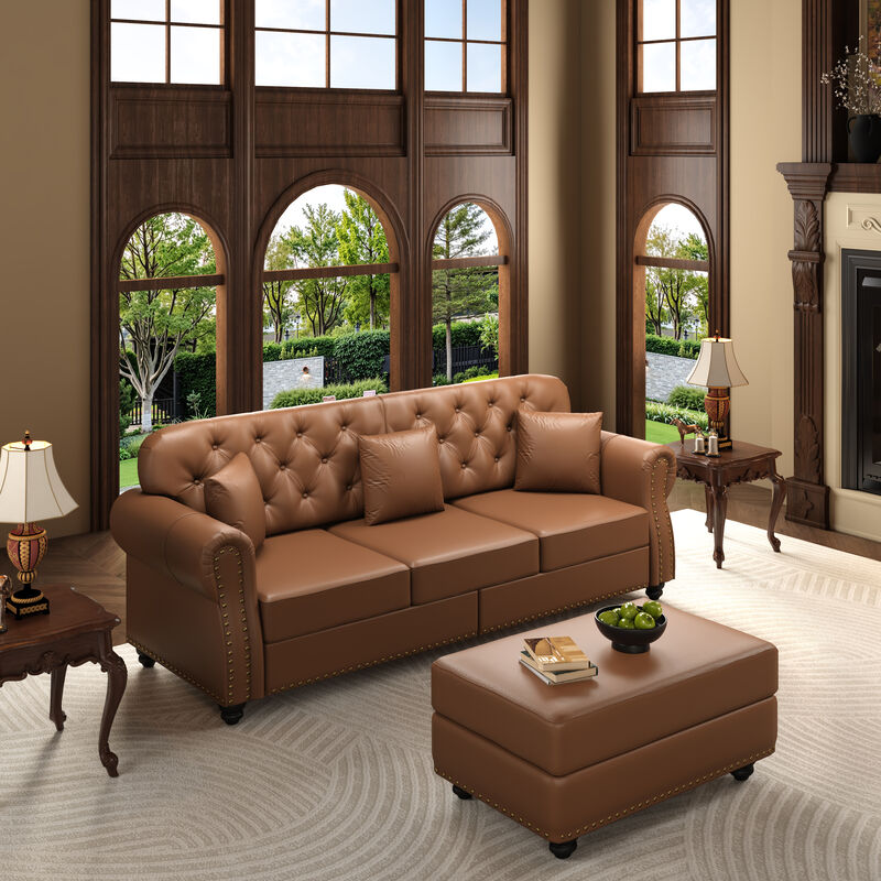 Viltux 82.6"Upholstered Faux Leather Sectional image number 2