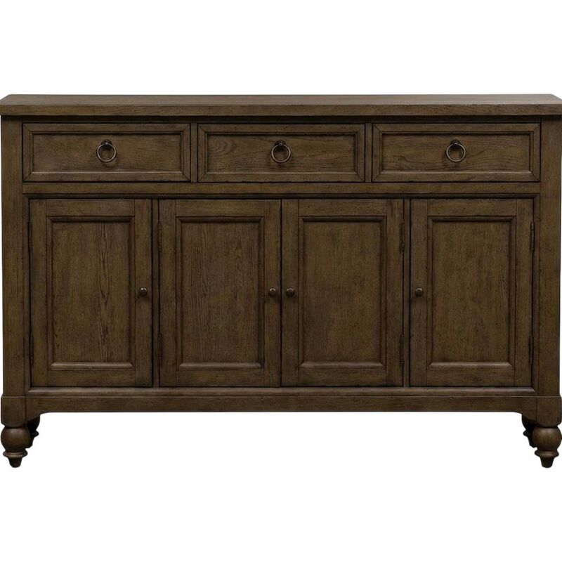 Liberty Furniture Solid Wood Farmhouse Buffet Cabinet with Drawers and Storage Cabinet, Brown image number 0