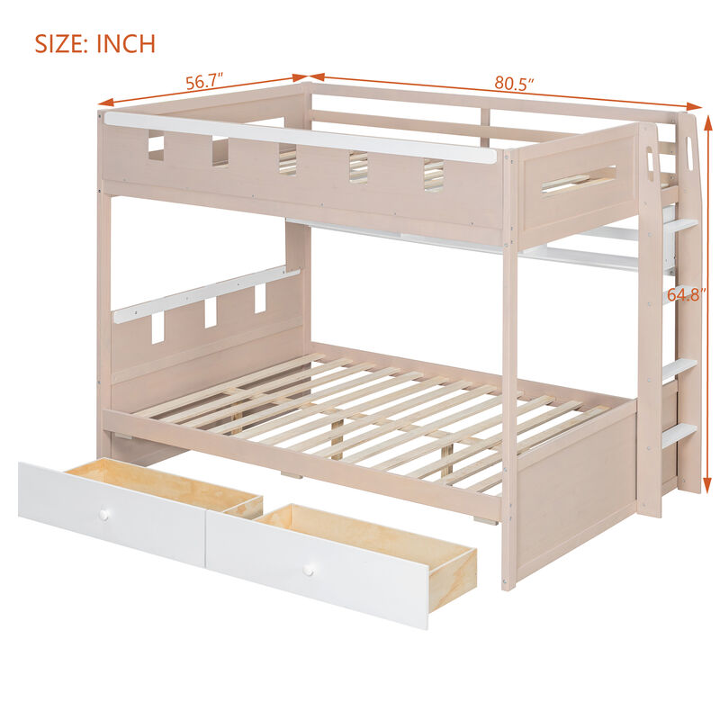 Merax Castle Style Loft Bed with LED Nightlight, Storage Shelves & Under-Bed Drawers image number 3