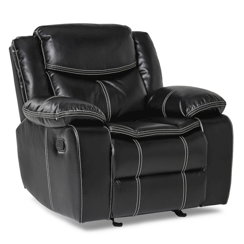 Lexicon Bastrop Faux Leather Glider Reclining Chair In Black Leather