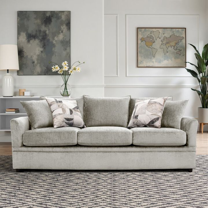New Classic Furniture Sylvie Polyester Upholstered Sofa in Light Gray