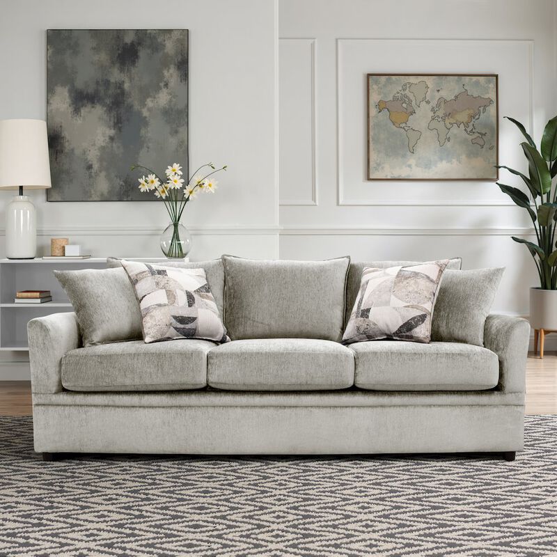 New Classic Furniture Sylvie Polyester Upholstered Sofa in Light Gray