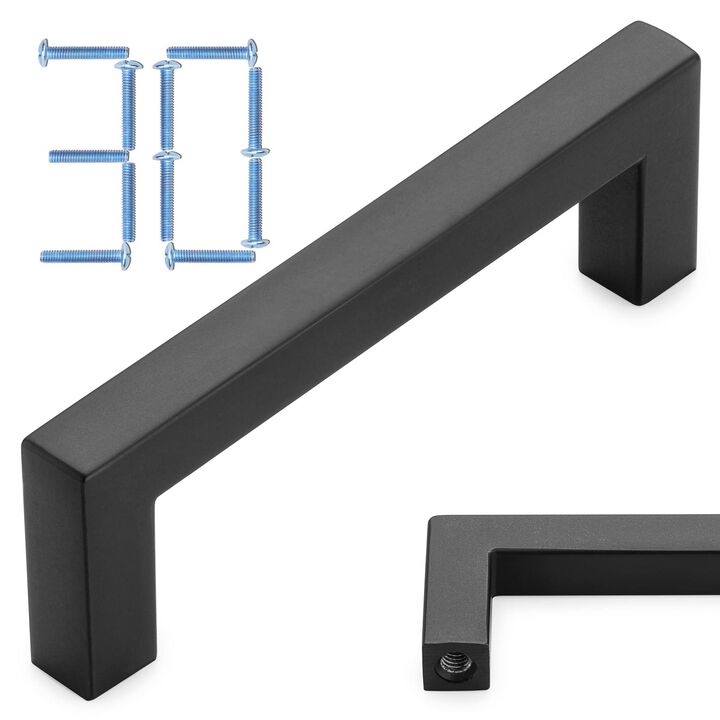 KOOFIZO 30-Pack Solid Square Bar Cabinet Handle - Black Furniture Pull, 3 Inch/76mm Screwhole Distance for Kitchen Cupboard Door