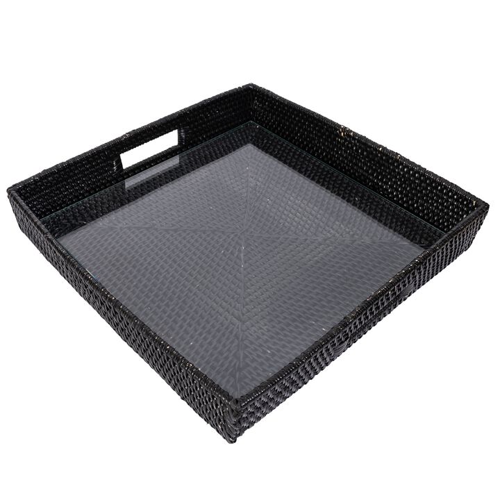 Saboga Home&trade; Square Serving Ottoman Trays with Glass Insert