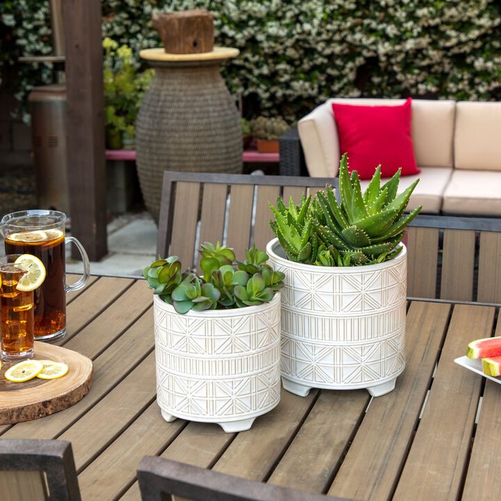 Abstract Footed Planter Set