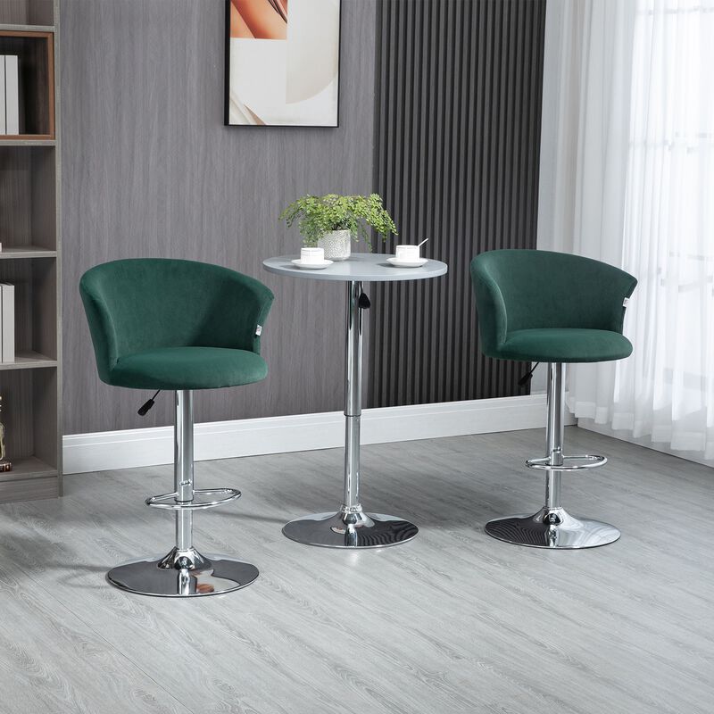 Adjustable Bar Stools Set of 2, Upholstered Counter Height Barstool with Swivel Seat, Wing Back, Footrest for Dining Room, â€ŽDark Green image number 2