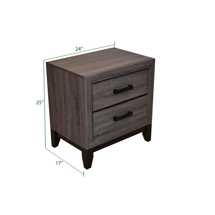 Sierra Contemporary Style 2Drawer Nightstand Made with Wood in Gray