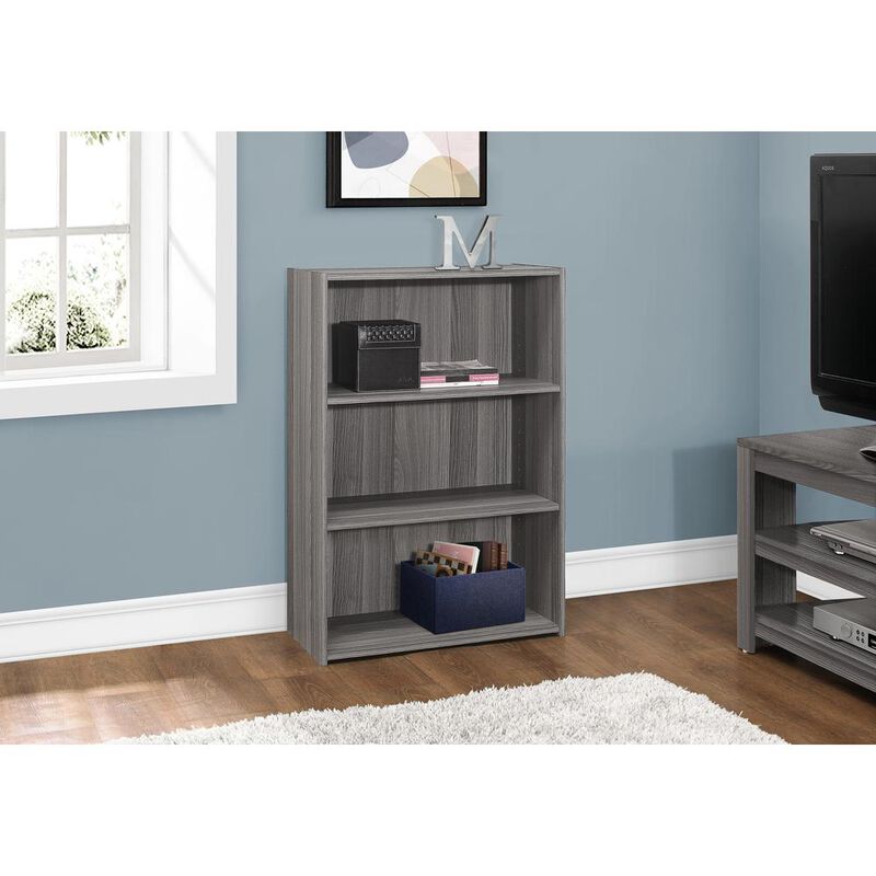 ="Bookshelf, Bookcase, 4 Tier, 36""H, Office, Bedroom, Grey Laminate, Transitio