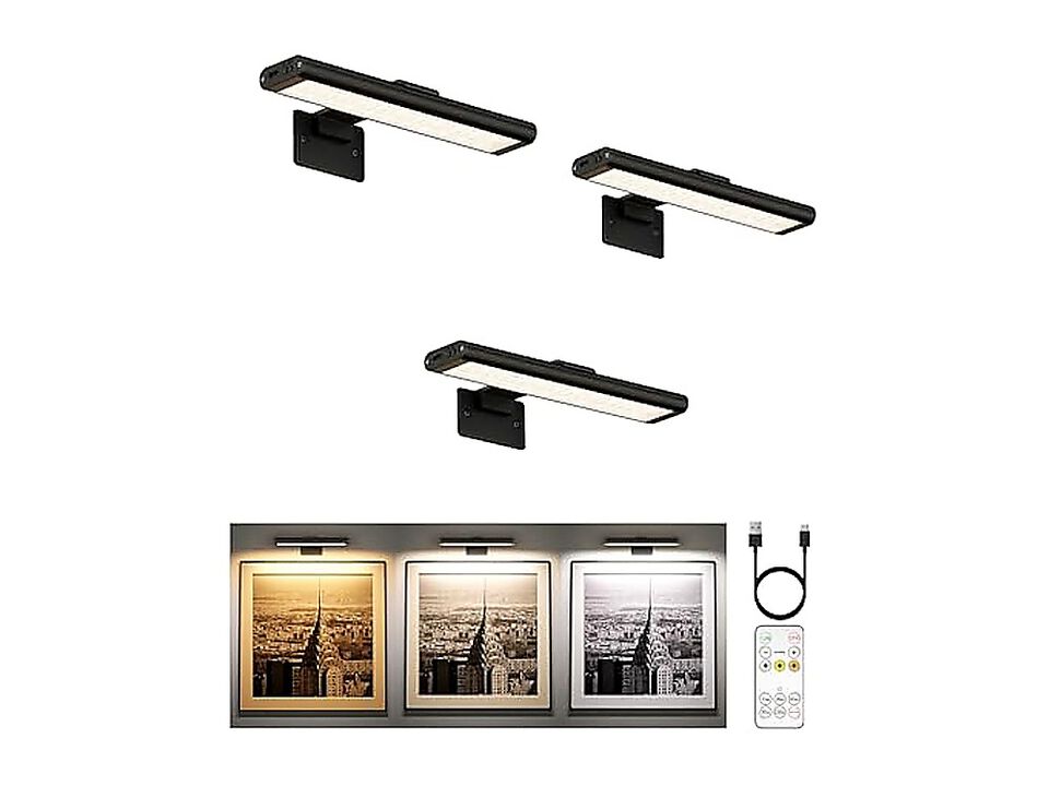 Light Wall Rechargeable 2400mAh Lights Wireless IR Remote 3 Color Dimmable 7 LED