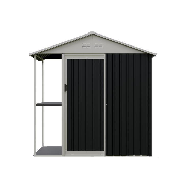 WOW PIONEER 6 x 4 FT Outdoor Storage Shed with Rack and Storage Shelves for Bikes, Gardening Tools, Lawn Supplies for Backyard Patio Use