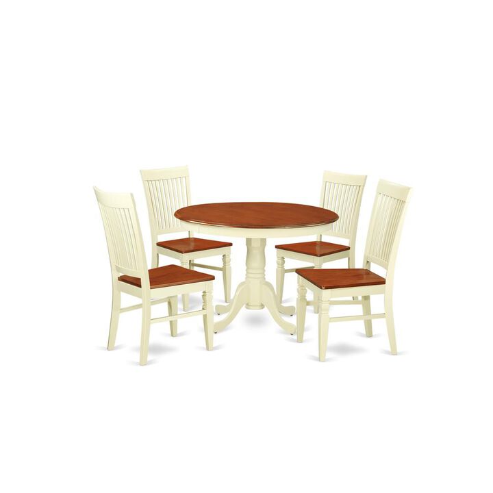 East West Furniture Dining Room Set Buttermilk & Cherry, HLWE5-BMK-W