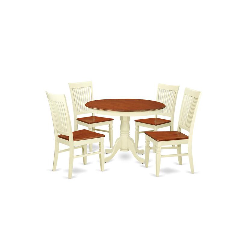 East West Furniture Dining Room Set Buttermilk & Cherry, HLWE5-BMK-W