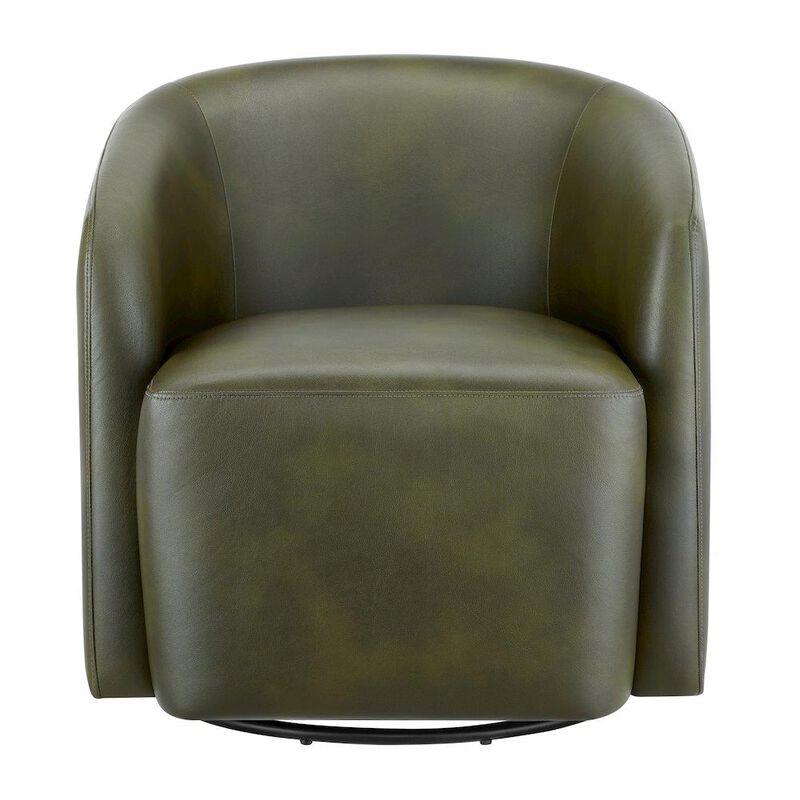 Amhurst Fern Green Faux Leather Swivel Barrel Chair