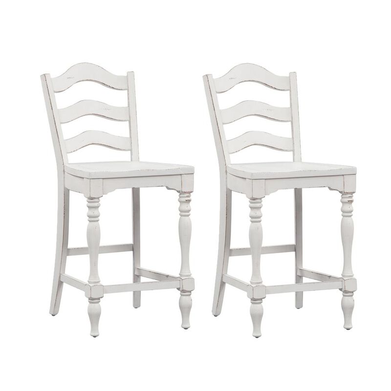 Liberty Furniture Magnolia Manor Ladder Back Counter Chair (RTA)-Set of 2 in Antique White image number 0