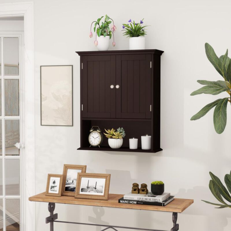 Hivvago Wall Mount Bathroom Cabinet Storage Organizer with Doors and Shelves
