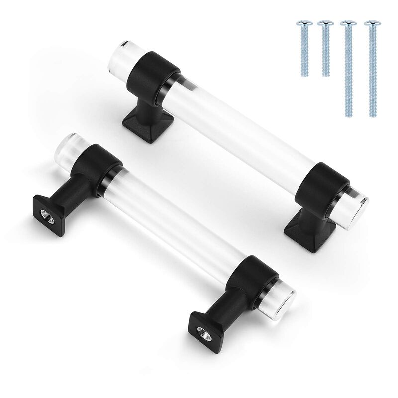 Mengico 100 Pack Cabinet Pulls Black Matte 3 Inch Kichen Cabinet Handles Acrylic Lucite Drawer Pulls Modern Cabinet Hardware T B