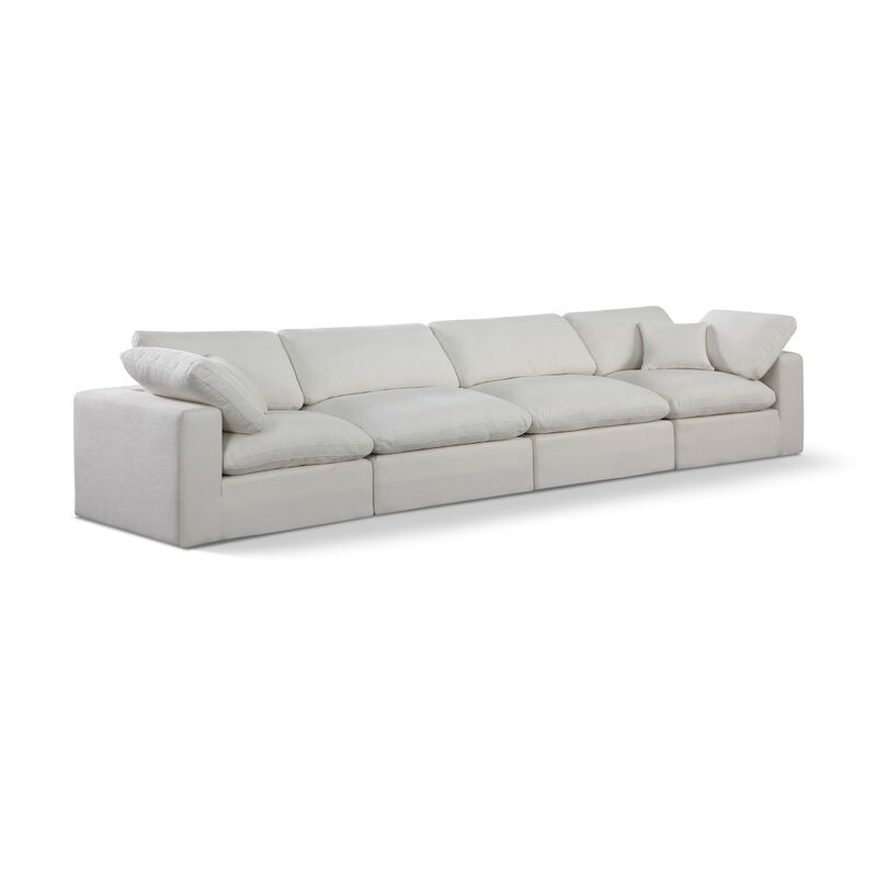 Meridian Furniture Comfy Cream Linen Textured Fabric Modular Sofa