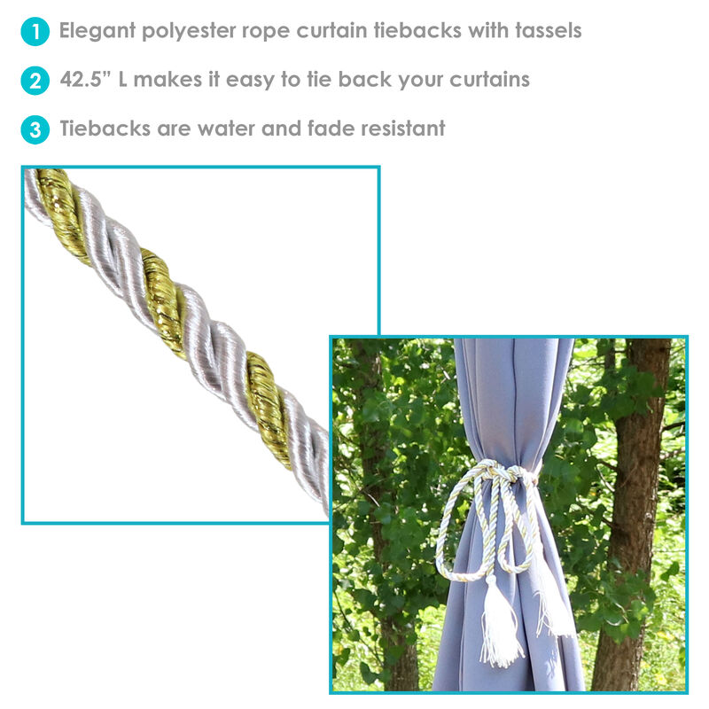 Sunnydaze Indoor/Outdoor Rope Curtain Tiebacks