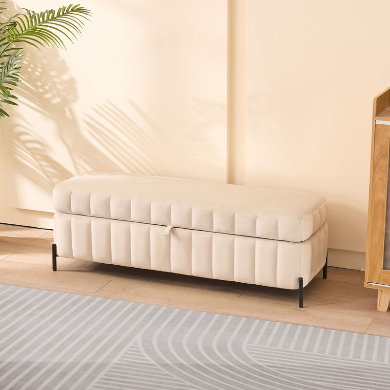 Merax Multi-Functional Velvet Storage Soft Bench