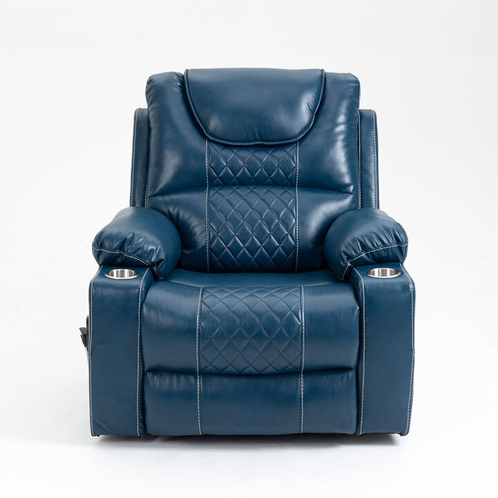 Leather Recliner Chair with 2 Cup Holder, Lounge Chair Power Lift Chair Relax Sofa Chair