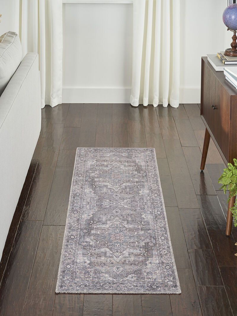Machine Washable Series 1 SR101 Gray 2'2" x 10' Rug image number 5