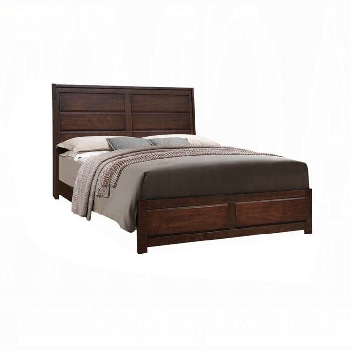 Transitional Style Classy Queen Size Bed, Brown - Benzara