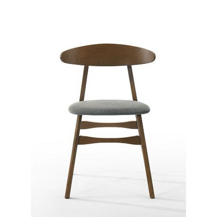 Cid Cas 20 Inch Dining Chair, Set of 2, Curved Oval Backrest, Walnut Wood -Benzara