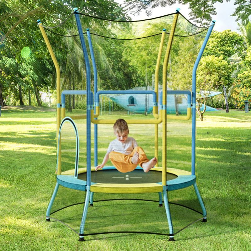 Children&rsquo;s Mini Trampoline, Enclosure Net with Foam Grip Handles image number 1