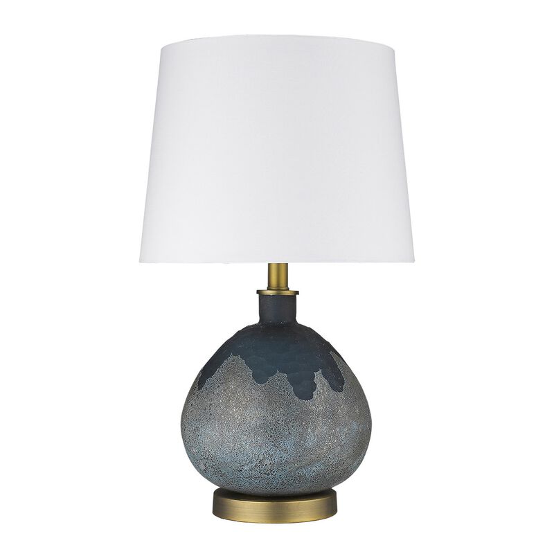 HomeRoots 22" Teal Blue Concrete Gourd Table Lamp With Cream Empire Shade image number 0
