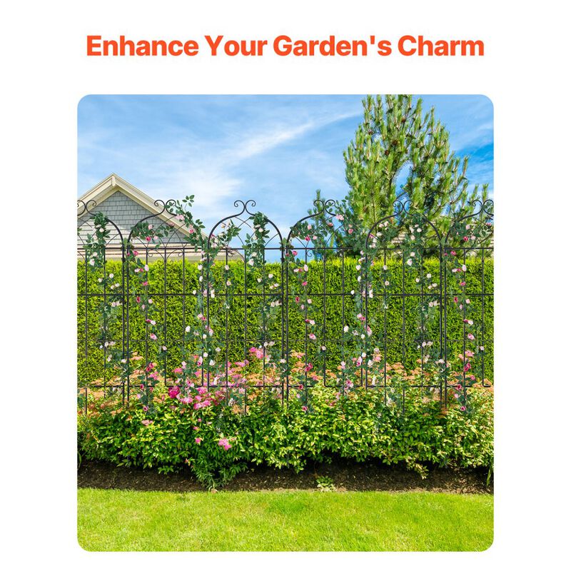 Outdoor Metal Garden Trellis Set of 6 for Climbing Plants, Flowers, Vegetables Support-Black image number 5
