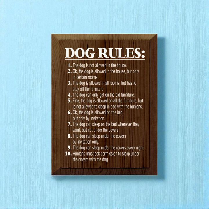 Funny Pet Rules Wood Sign Dog Lover Rustic Farmhouse Wall Hanging Decor
