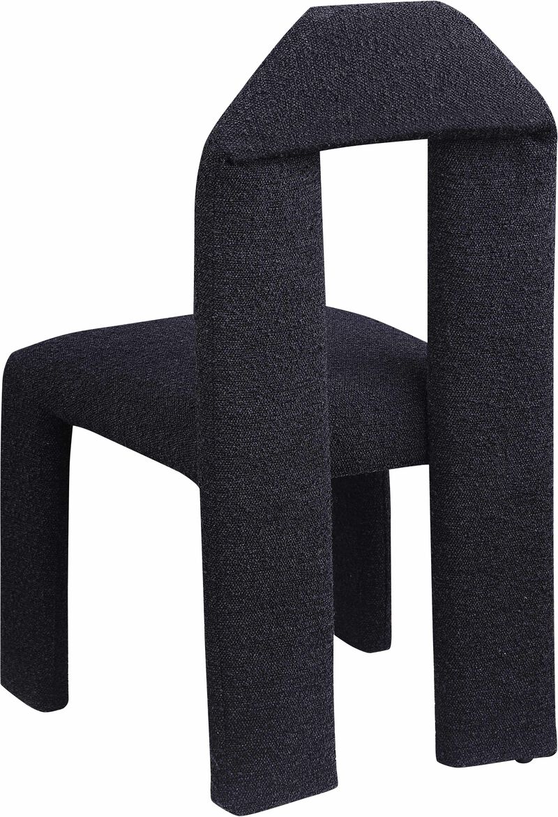 Meridian Furniture Bennett Black Boucle Fabric Dining Chair, Set of 2