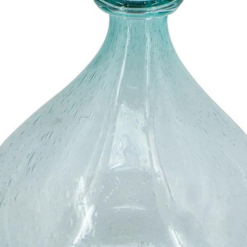 HomeRoots 10" Aqua Bubble Glass Round Table Vase image number 3