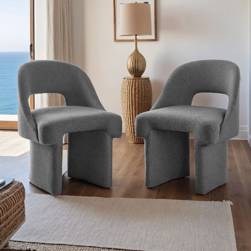 LeisureMod Modern Side Boucle Accent Chair Set of 2 &ndash; Quell Collection, Stylish and Cozy Chairs for Living Room, Office, and Contemporary Spaces