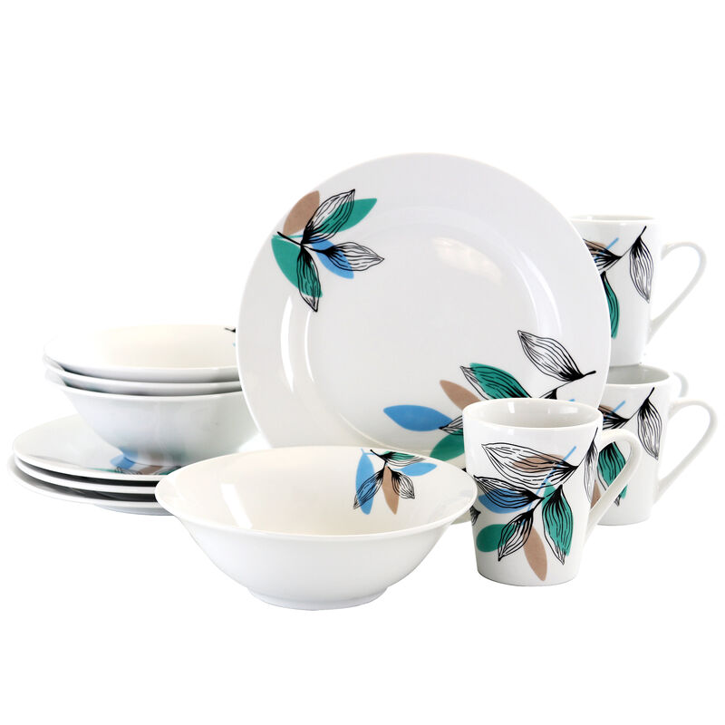 Gibson Home Vineyard Blue 12 Piece Round Fine Ceramic Dinnerware Set image number 9