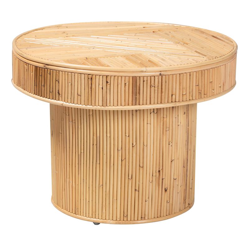 Bali & Pari Iryna Modern Bohemian Natural Rattan End Table
