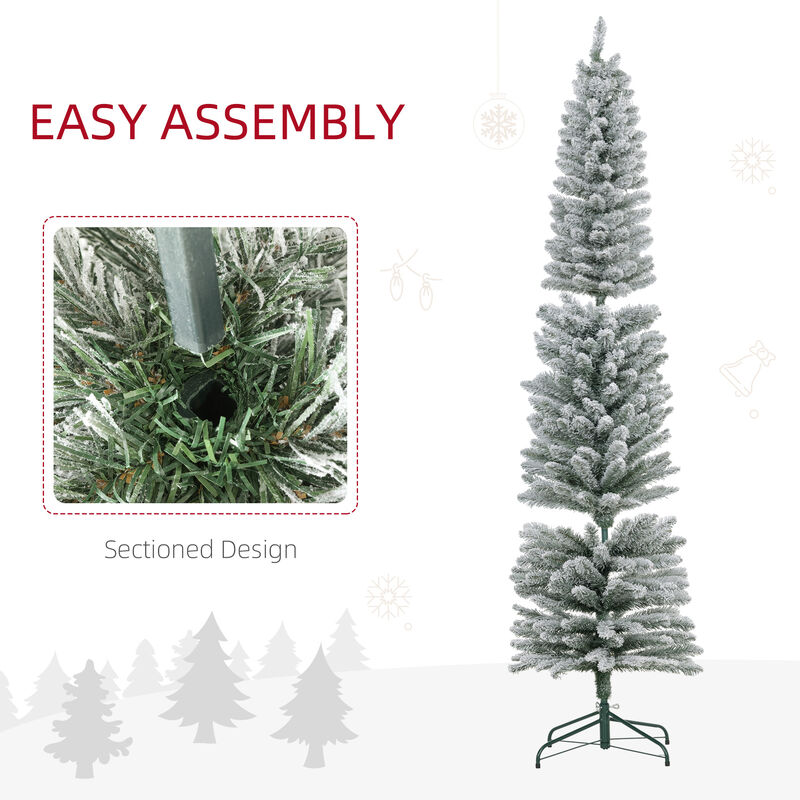 BreeBe 7ft Artificial Pencil Christmas Tree with Metal Base image number 5