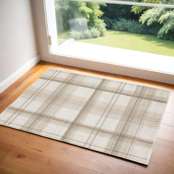 HomeRoots Plaid Power Loom Area Rug