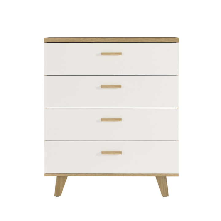 Hivvago 4 Layer Drawer Dresser Cabinet with Solid Wood Handle and Legs