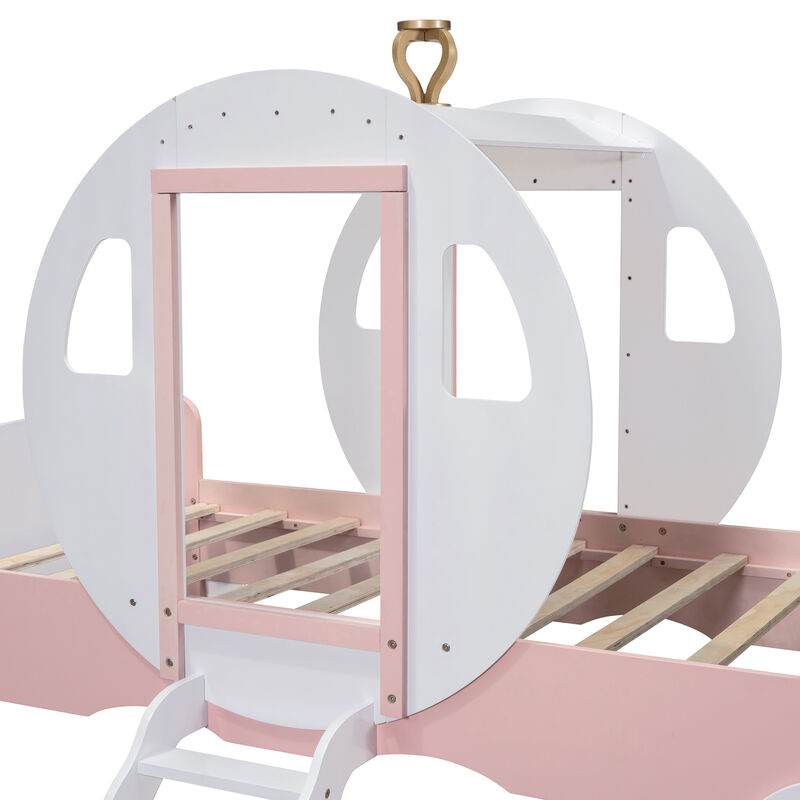 Merax Twin size Princess Carriage Bed with Crown