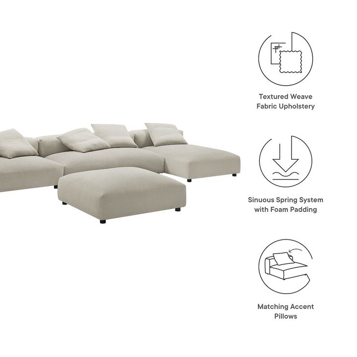 Solace 4-Piece Modular Upholstered Fabric Sectional Sofa With Ottoman