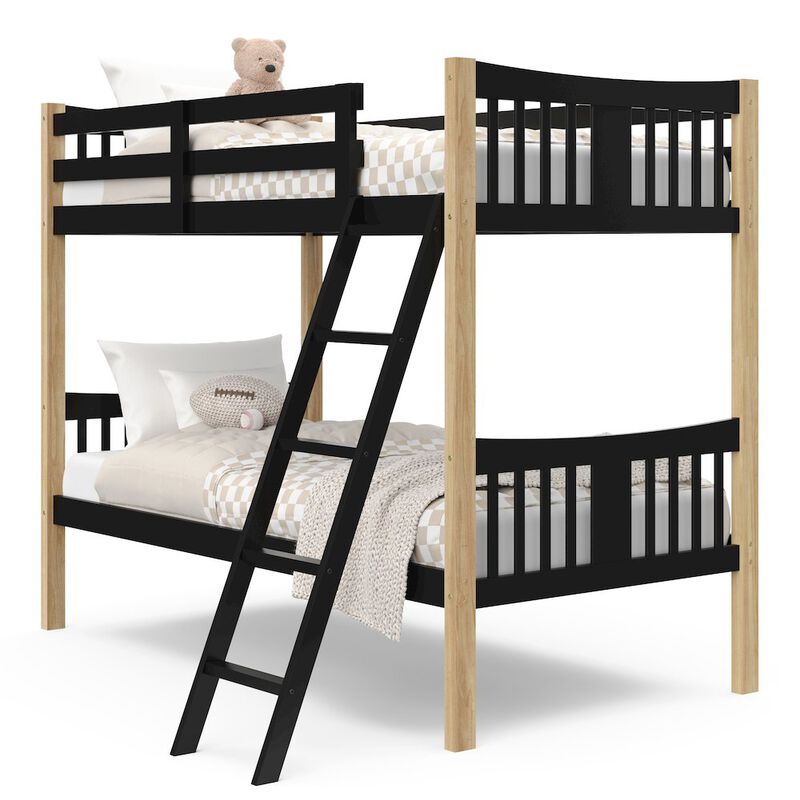 Storkcraft Caribou Twin-over-Twin Bunk Bed (Black with Natural)