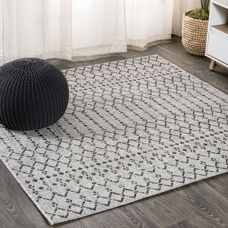 Ourika Moroccan Geometric Textured Weave Square Indoor/Outdoor Area Rug