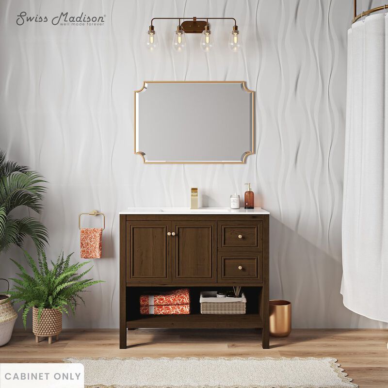 Chateau 36" Freestanding Bathroom Vanity Cabinet without Top in Brown Oak image number 1