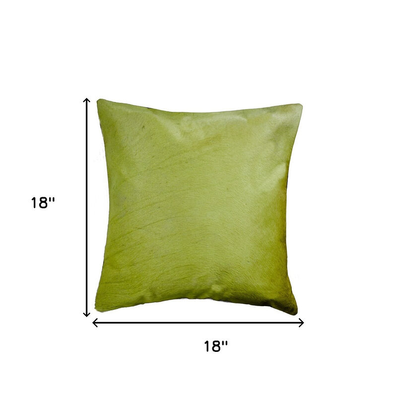 HomeRoots 18" Lime Green Cowhide Throw Pillow image number 4